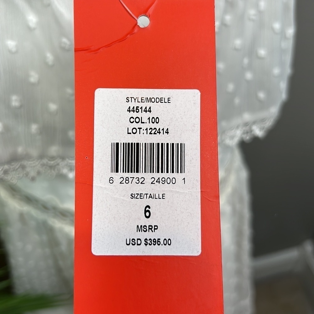 NWT Monique Lhullier White Midi Dress Eyelet Blouson Raised Polka Dots Lace 6 - Picture 13 of 13